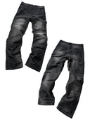 「FOG DEMON」Washed Moleskin Creased Straight-Leg Cargo Pants