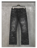 「ABYSM」Blackened Distressed Straight-Leg Jeans