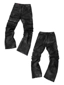 「NIGHTMARE」Silver-Waxed Stretch Curved-Leg Jeans