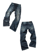 「THRONS」Slash-Distressed Straight-Leg Jeans