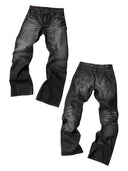 「COLD STEEL」 Washed Grey Creased Slim-Fit Jeans