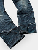 「THRONS」Slash-Distressed Straight-Leg Jeans