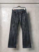 「LUTSER II」NAVY-WAXED Creased Skinny Jeans