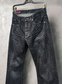「LUTSER II」NAVY-WAXED Creased Skinny Jeans