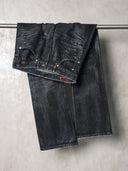 「LUTSER II」NAVY-WAXED Creased Skinny Jeans