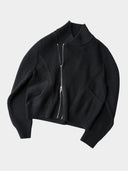 「NIGHT BLADE」 Asymmetric Zip Knit Cardigan