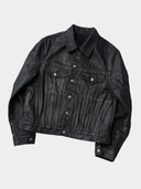 「RESTRAINT」Creased Waxed Denim Jacket with Contoured Seams