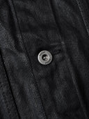 「RESTRAINT」Creased Waxed Denim Jacket with Contoured Seams
