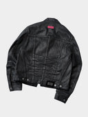 「RESTRAINT」Creased Waxed Denim Jacket with Contoured Seams