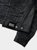 「RESTRAINT」Creased Waxed Denim Jacket with Contoured Seams