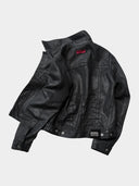 「RESTRAINT」Creased Waxed Denim Jacket with Contoured Seams
