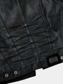 「RESTRAINT」Creased Waxed Denim Jacket with Contoured Seams