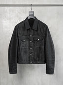 「RESTRAINT」Creased Waxed Denim Jacket with Contoured Seams