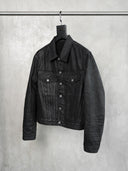 「RESTRAINT」Creased Waxed Denim Jacket with Contoured Seams