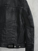 「RESTRAINT」Creased Waxed Denim Jacket with Contoured Seams