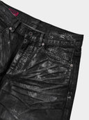 「LUTSER I」DARK-WAXED Creased Skinny Jeans