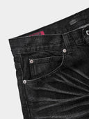 「COLD STEEL」 Washed Grey Creased Slim-Fit Jeans