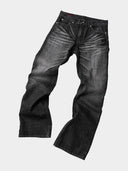 「COLD STEEL」 Washed Grey Creased Slim-Fit Jeans
