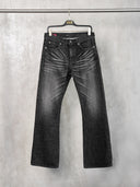 「COLD STEEL」 Washed Grey Creased Slim-Fit Jeans