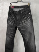 「COLD STEEL」 Washed Grey Creased Slim-Fit Jeans