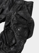「DARK LIGHT」Waxed Cargo Pants with Angular Pockets