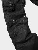 「DARK LIGHT」Waxed Cargo Pants with Angular Pockets