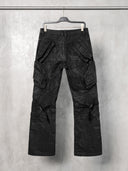 「DARK LIGHT」Waxed Cargo Pants with Angular Pockets