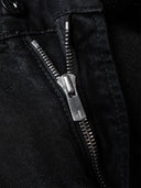 「NIGHTMARE」Silver-Waxed Stretch Curved-Leg Jeans