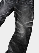 「TORNADO II」Washed Grey Selvedge Curved-Leg Jeans