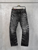 「TORNADO II」Washed Grey Selvedge Curved-Leg Jeans