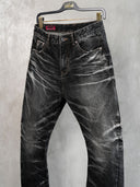 「TORNADO II」Washed Grey Selvedge Curved-Leg Jeans