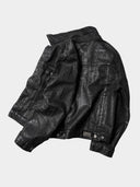 「DIM LIGHT」Coated Creased Slim-Fit Denim Jacket