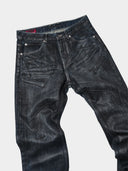 「LUTSER II」NAVY-WAXED Creased Skinny Jeans