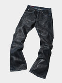 「LUTSER II」NAVY-WAXED Creased Skinny Jeans