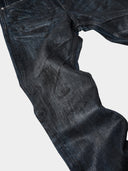 「LUTSER II」NAVY-WAXED Creased Skinny Jeans
