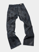 「LUTSER II」NAVY-WAXED Creased Skinny Jeans