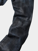 「LUTSER II」NAVY-WAXED Creased Skinny Jeans