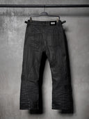 「DARK ROCK」 Deconstructed Waxed Boot-Cut Jeans
