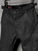 「DARK ROCK」 Deconstructed Waxed Boot-Cut Jeans
