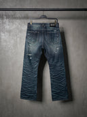 「THRONS」Slash-Distressed Straight-Leg Jeans
