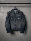「STAR NIGHT」Cropped Indigo Denim Jacket with Gradient Wash