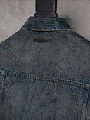 「STAR NIGHT」Cropped Indigo Denim Jacket with Gradient Wash