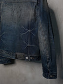 「STAR NIGHT」Cropped Indigo Denim Jacket with Gradient Wash