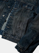 「STAR NIGHT」Cropped Indigo Denim Jacket with Gradient Wash
