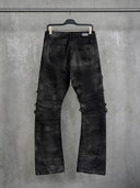 「NIGHTMARE」Silver-Waxed Stretch Curved-Leg Jeans