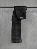 「NIGHTMARE」Silver-Waxed Stretch Curved-Leg Jeans