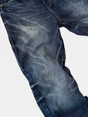 「TORNADO I」Washed Blue Selvedge Curved-Leg Jeans