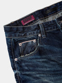 「TORNADO I」Washed Blue Selvedge Curved-Leg Jeans