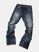 「TORNADO I」Washed Blue Selvedge Curved-Leg Jeans