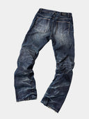 「TORNADO I」Washed Blue Selvedge Curved-Leg Jeans